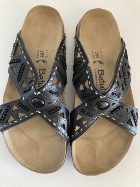 Betula by Birkenstock “Joyce” Leather Beaded Sandals Women’s 10 / EU 41 Narrow